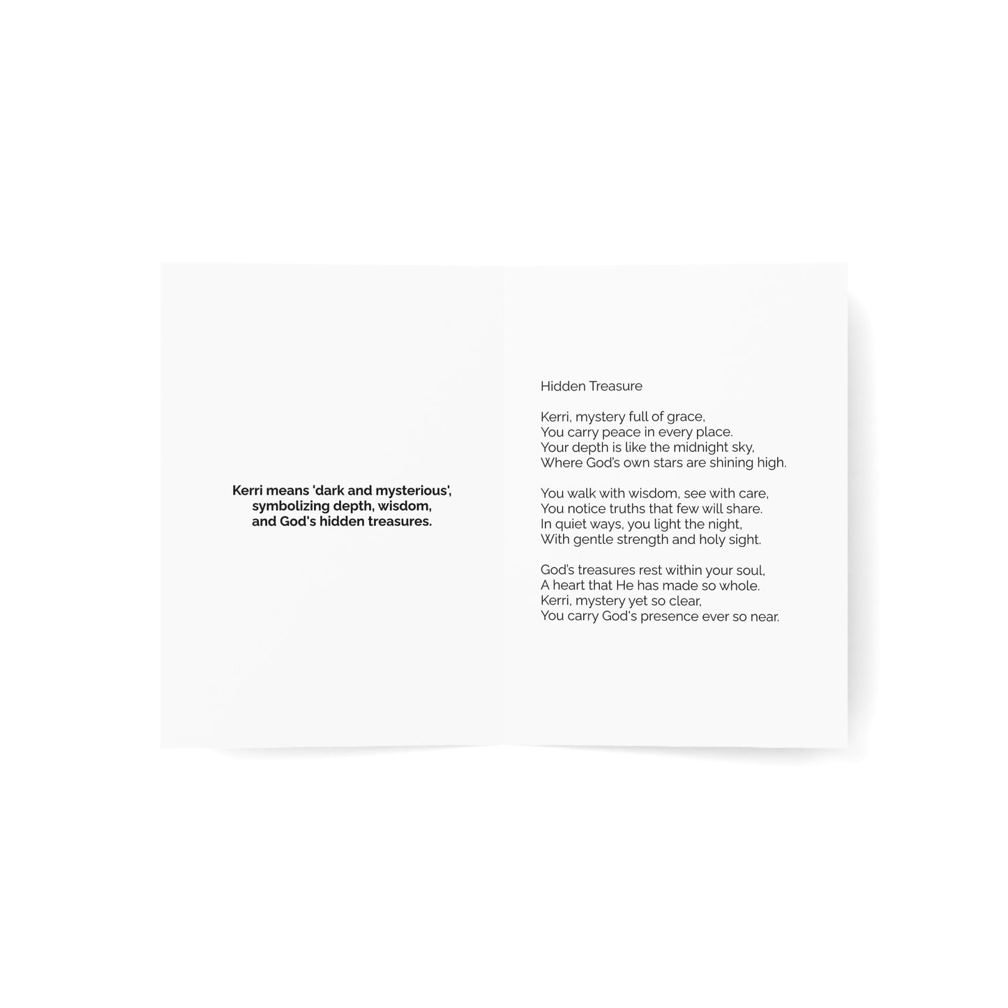 Kerri - Personalized Name Meaning Card with Poem