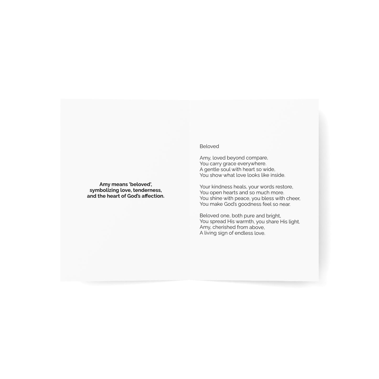 Amy - Personalized Name Meaning Card with Poem