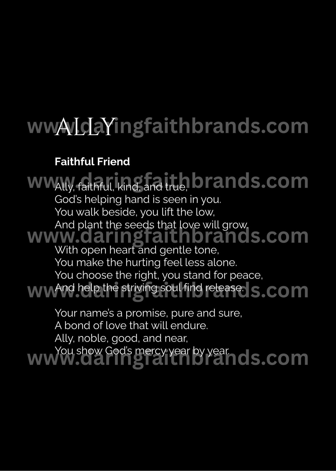 Ally - Custom Name Meaning Poem - Digital Download