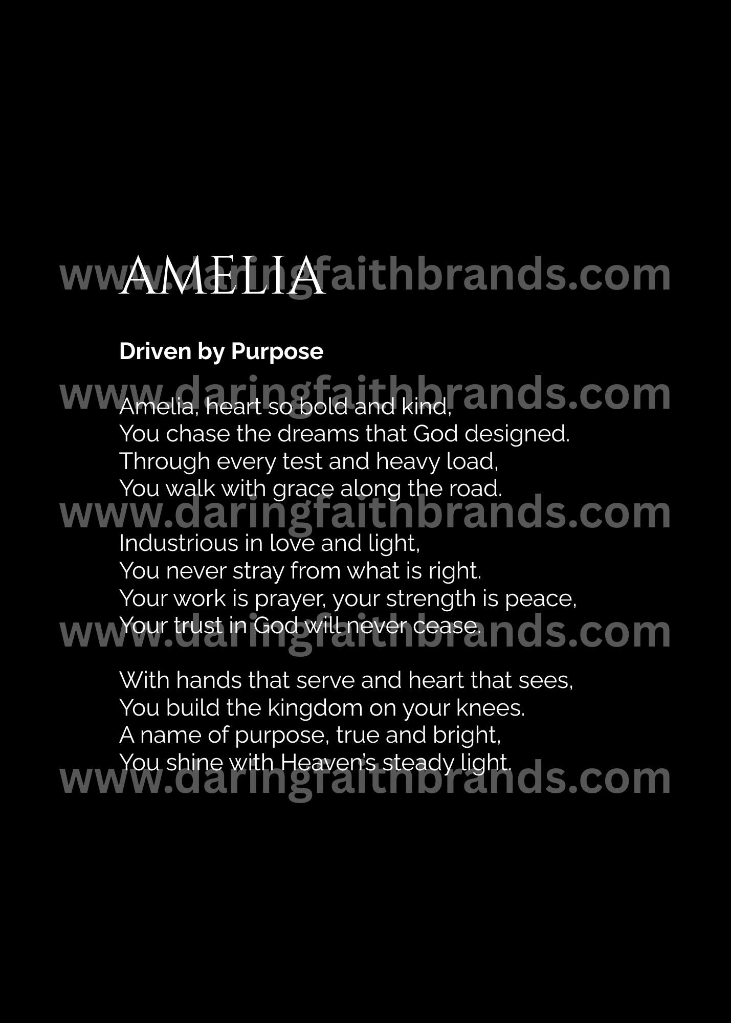 Amelia - Custom Name Meaning Poem - Digital Download
