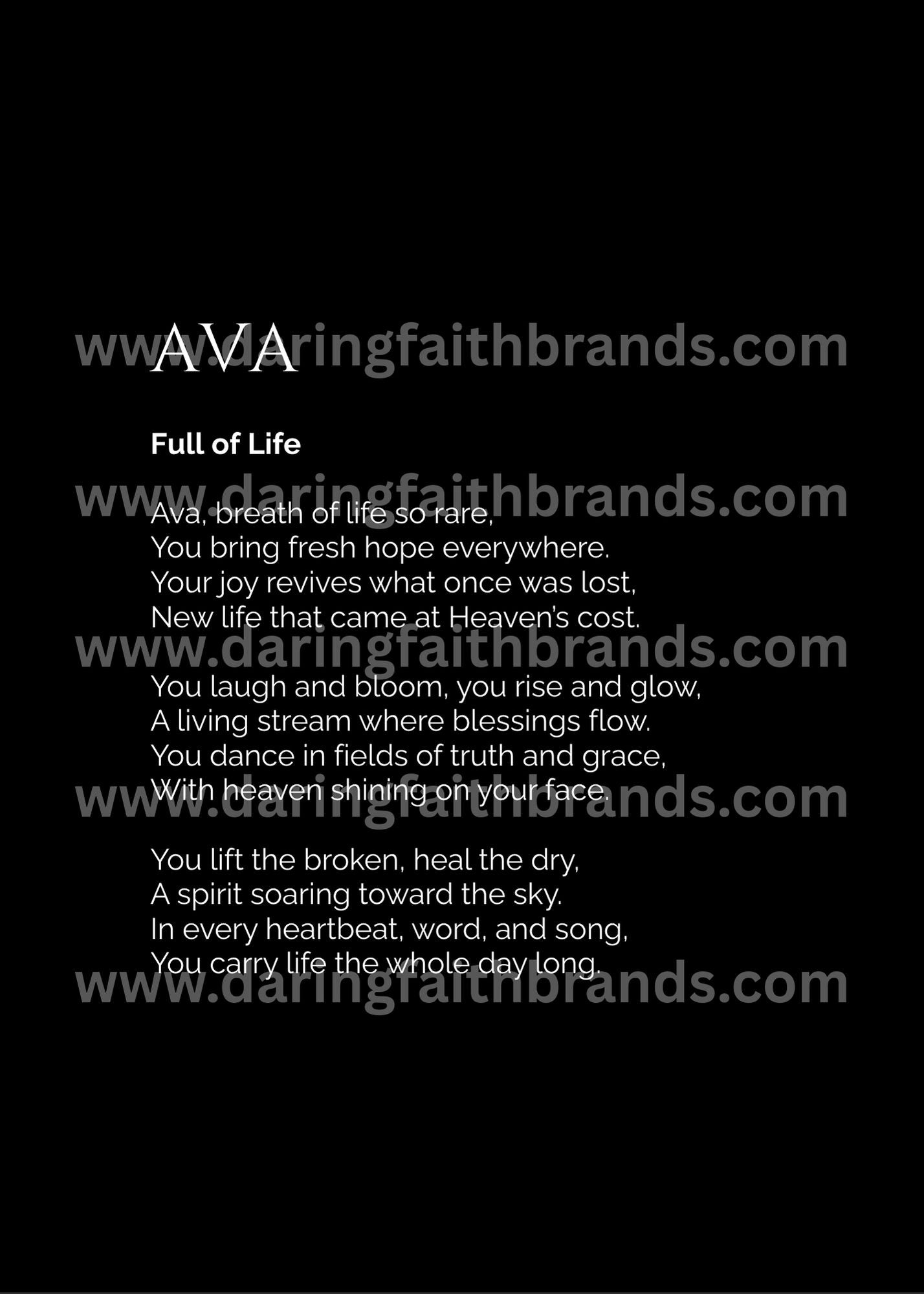 Ava - Custom Name Meaning Poem - Digital Download