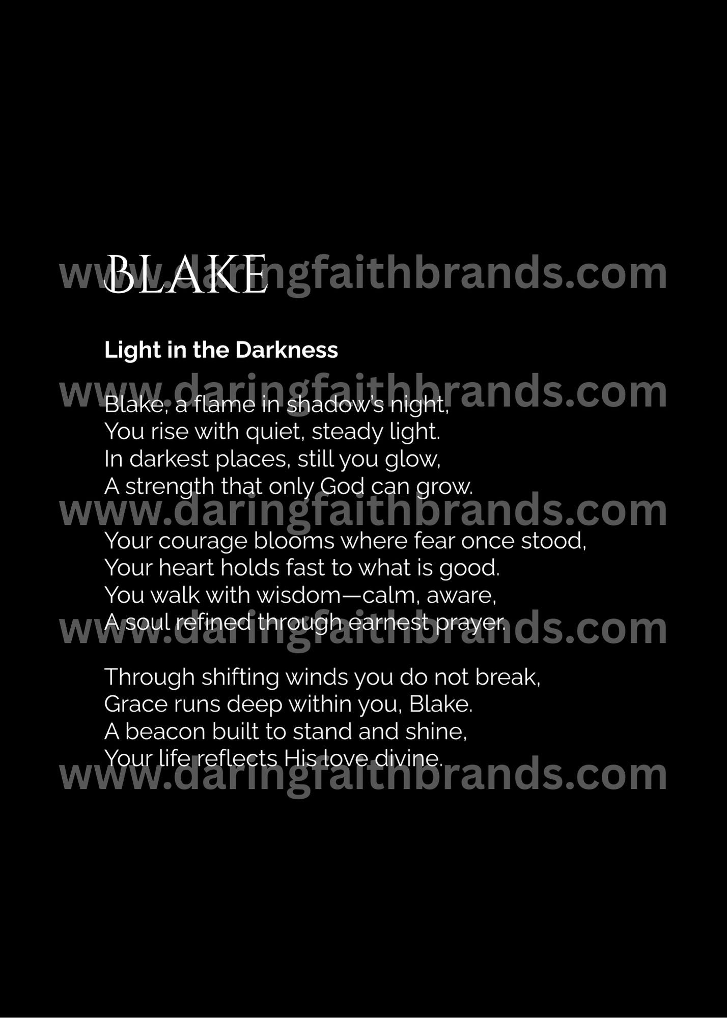 Blake - Custom Name Meaning Poem - Digital Download