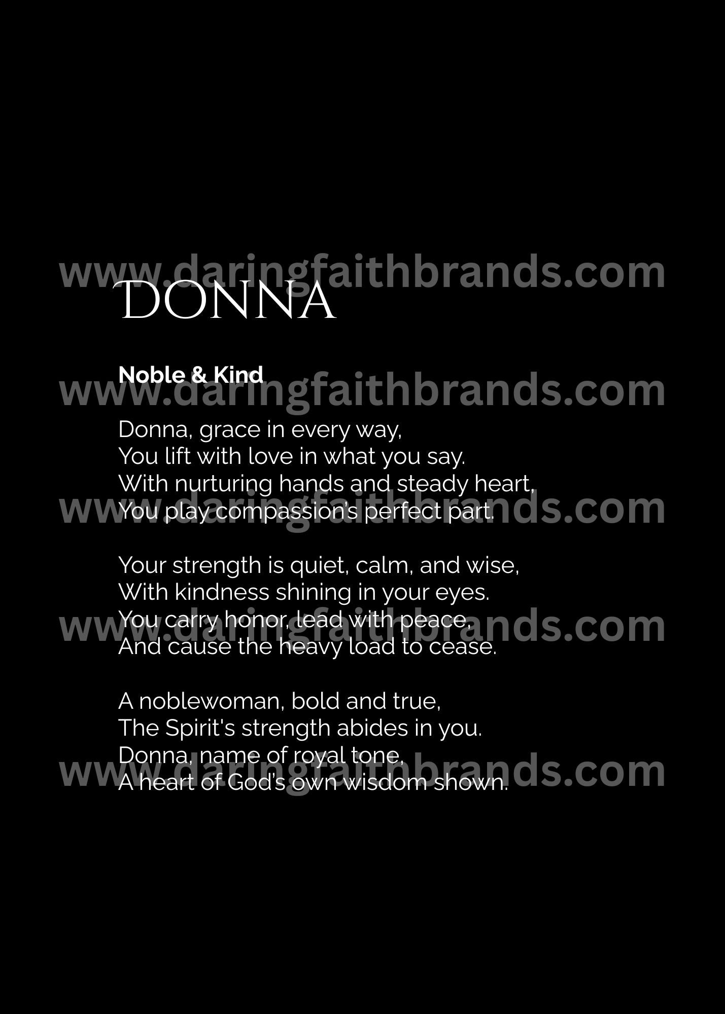 Donna - Custom Name Meaning Poem - Digital Download