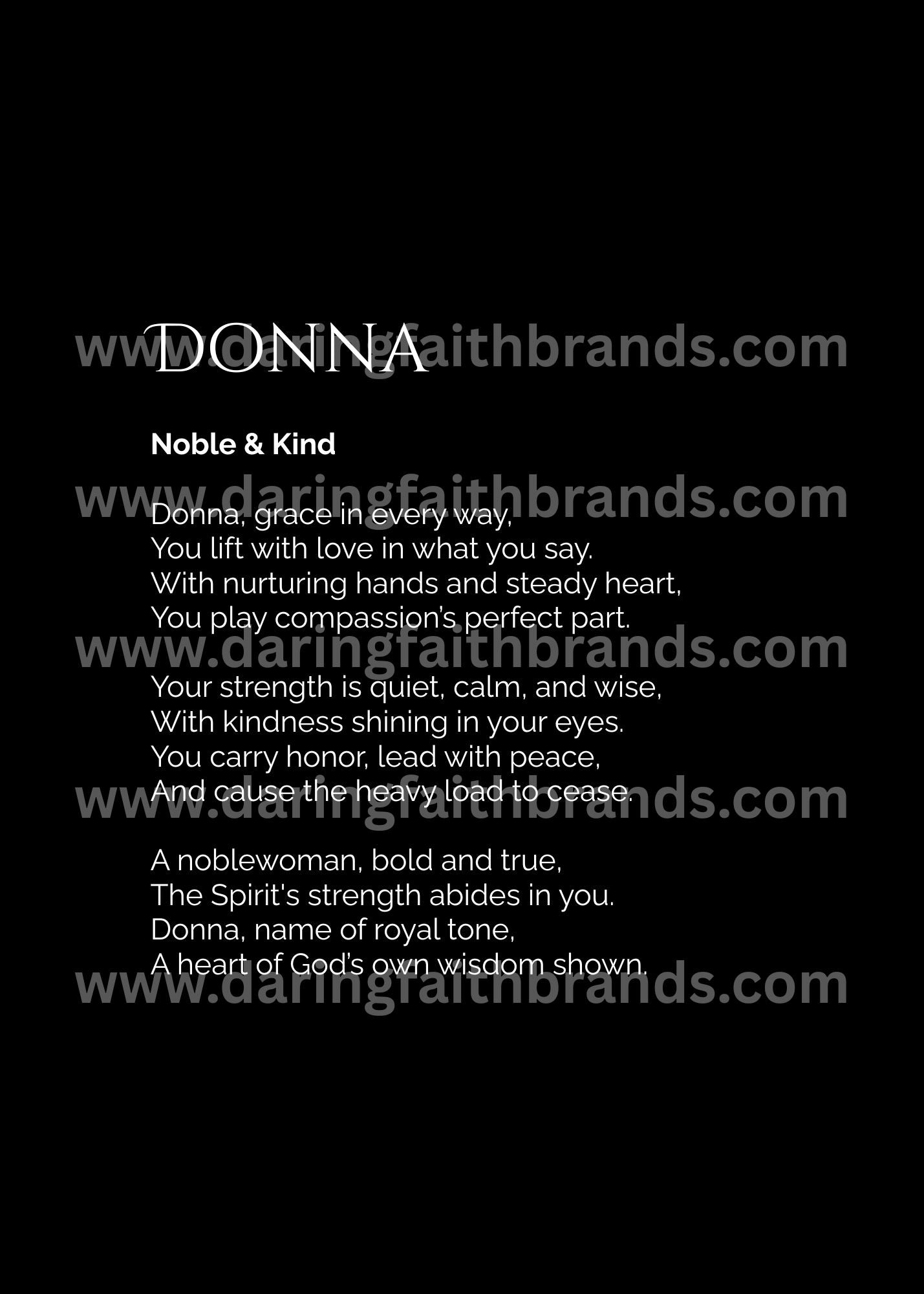 Donna - Custom Name Meaning Poem - Digital Download