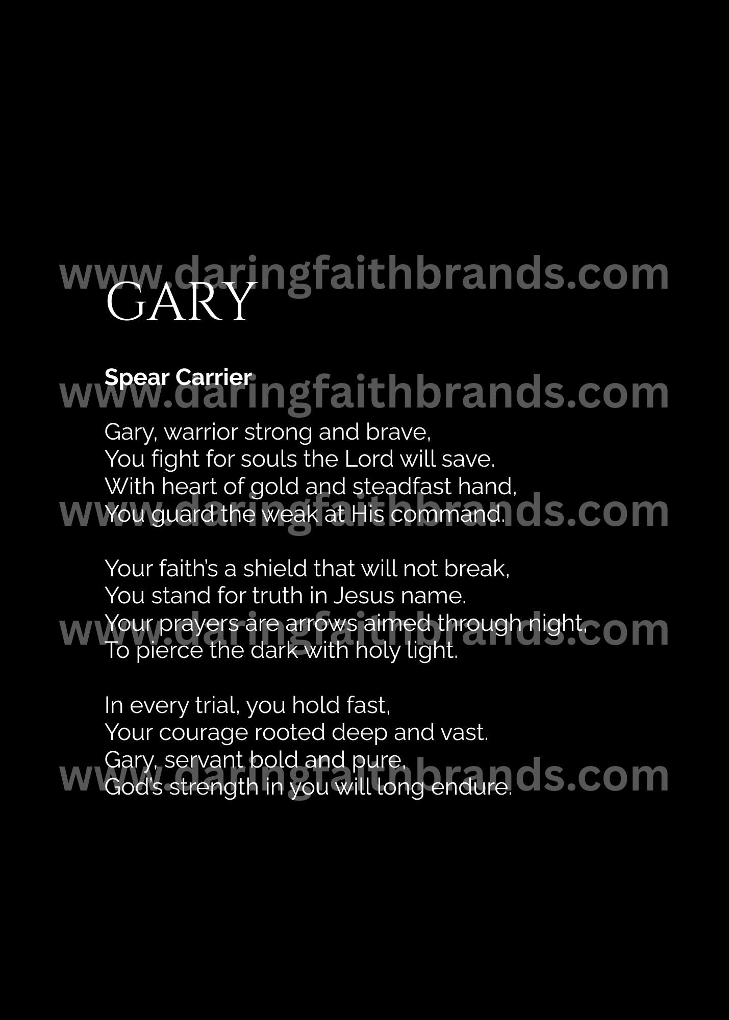 Gary - Custom Name Meaning Poem - Digital Download