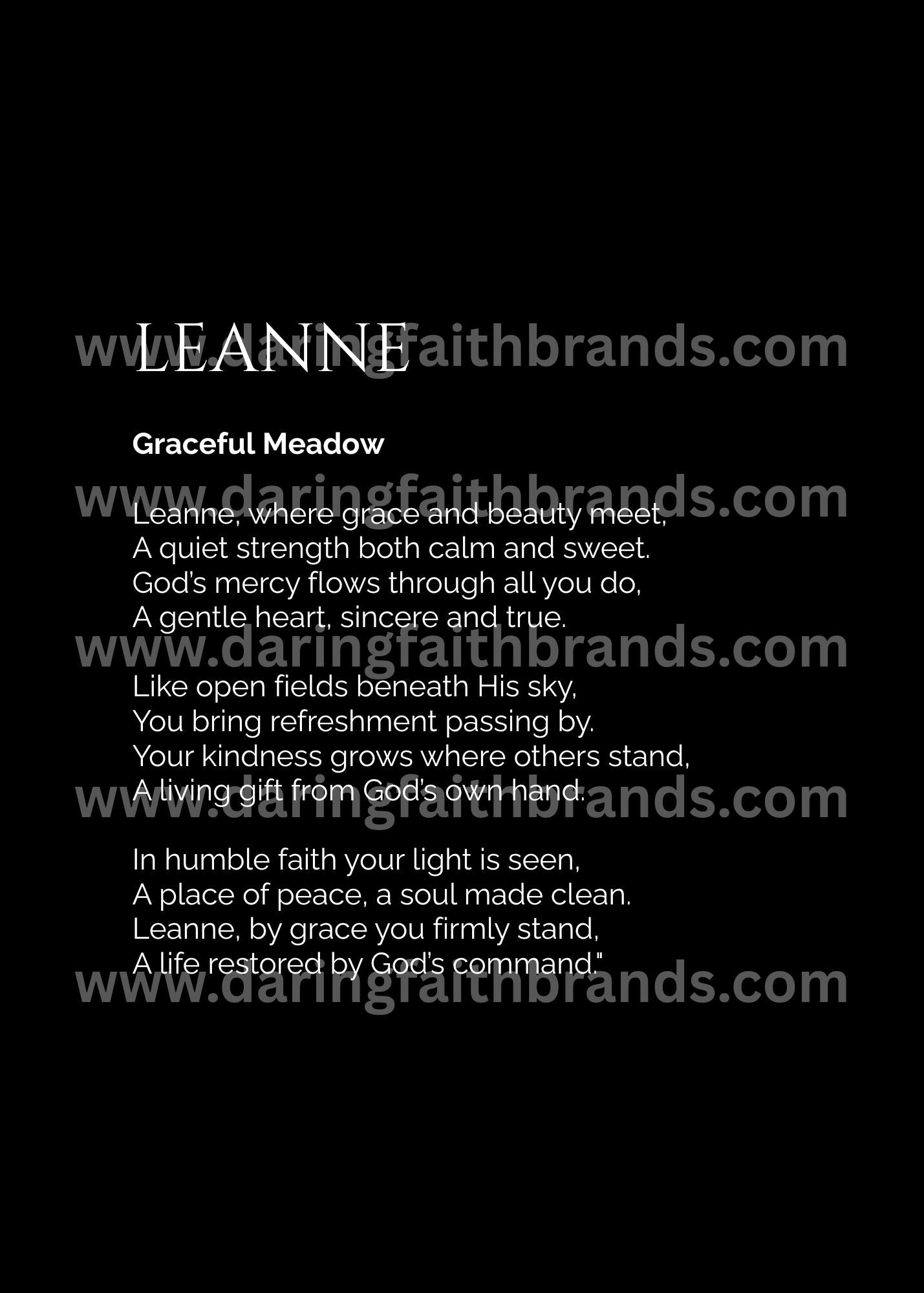 Leanne - Custom Name Meaning Poem - Digital Download