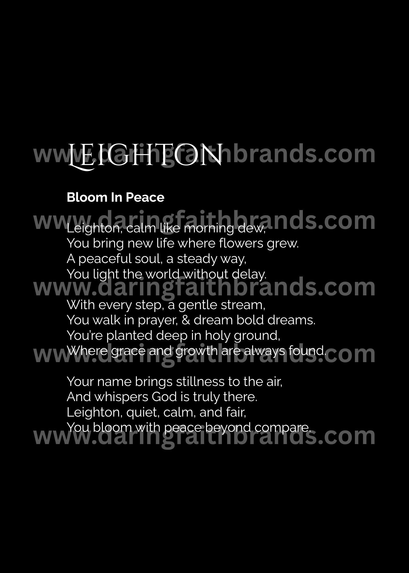 Leighton - Custom Name Meaning Poem - Digital Download