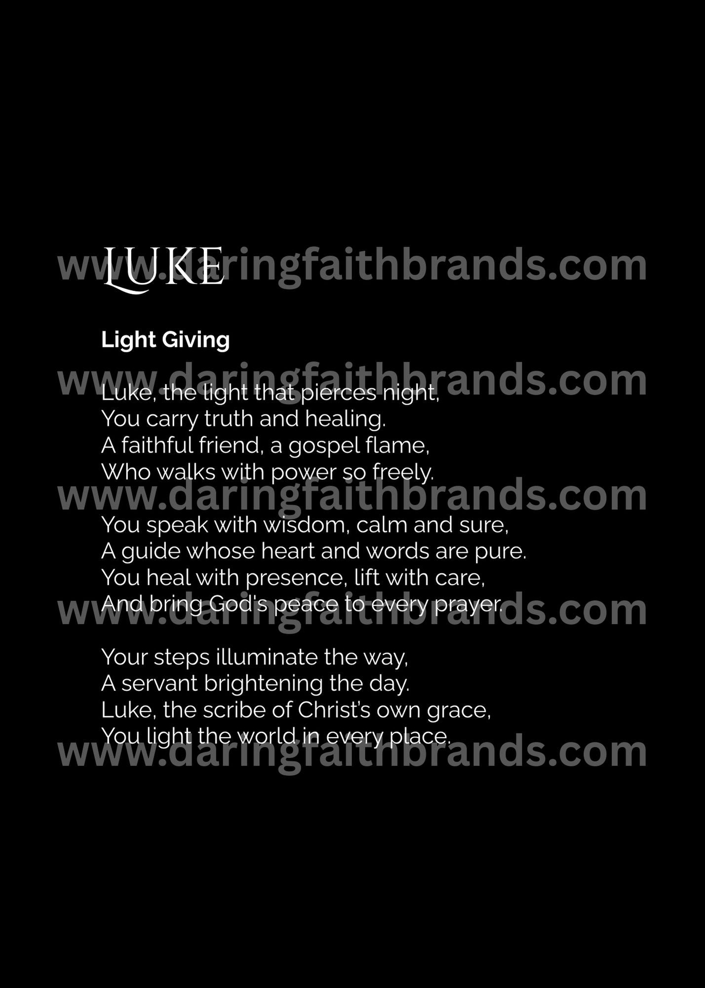 Luke - Custom Name Meaning Poem - Digital Download