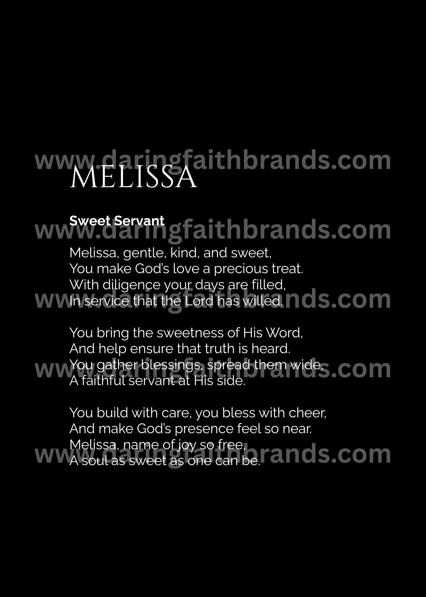Melissa - Custom Name Meaning Poem - Digital Download