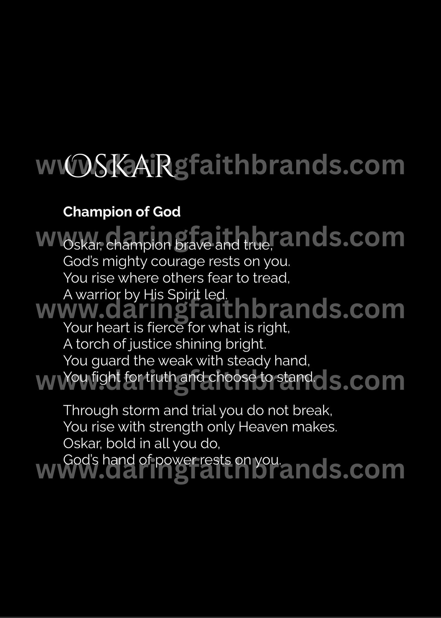 Oskar - Custom Name Meaning Poem - Digital Download