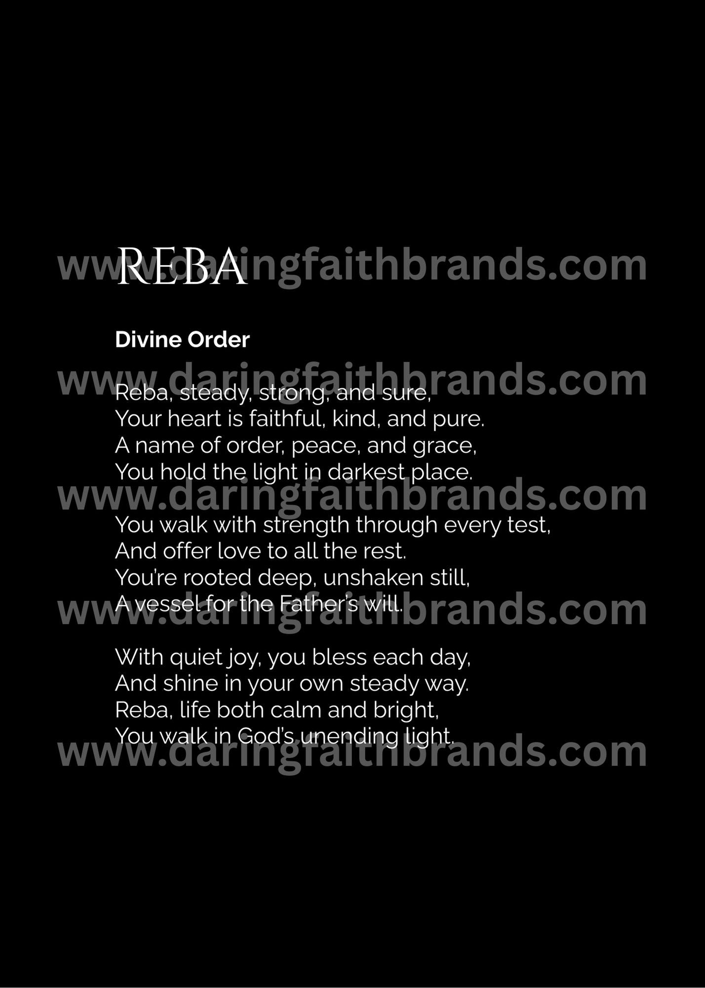 Reba - Custom Name Meaning Poem - Digital Download