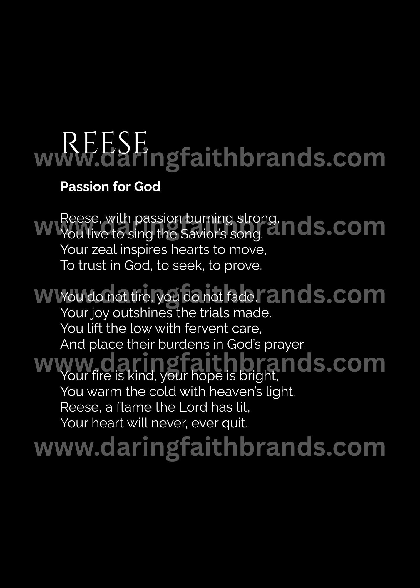 Reese - Custom Name Meaning Poem - Digital Download