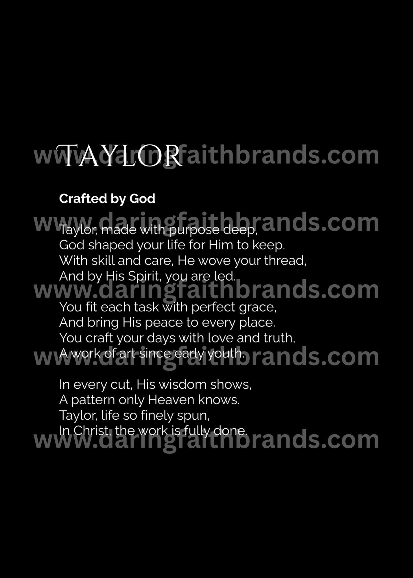 Taylor - Custom Name Meaning Poem - Digital Download