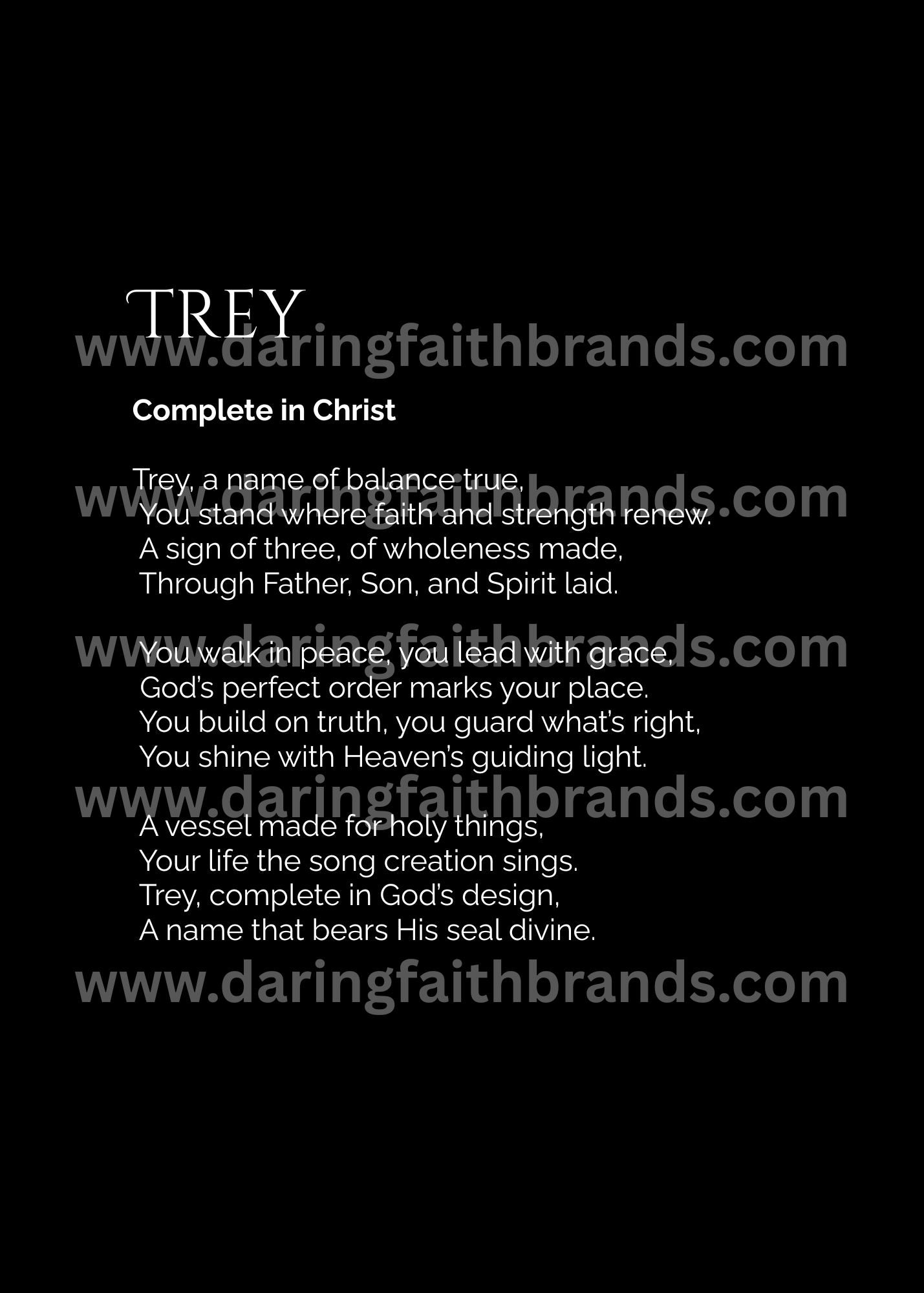 Trey - Custom Name Meaning Poem - Digital Download