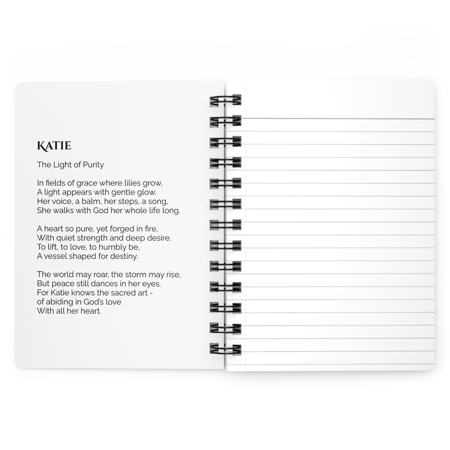 Katie - Custom Name Meaning Journal & Poem White