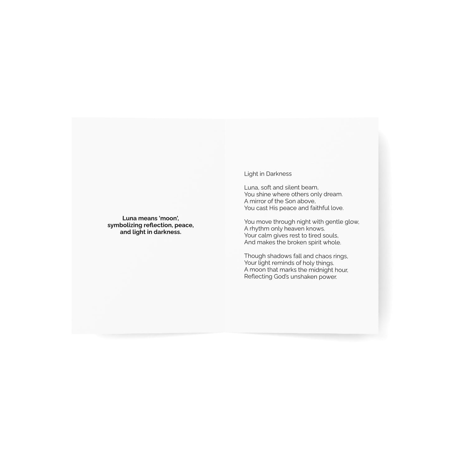 Luna - Personalized Name Meaning Card with Poem