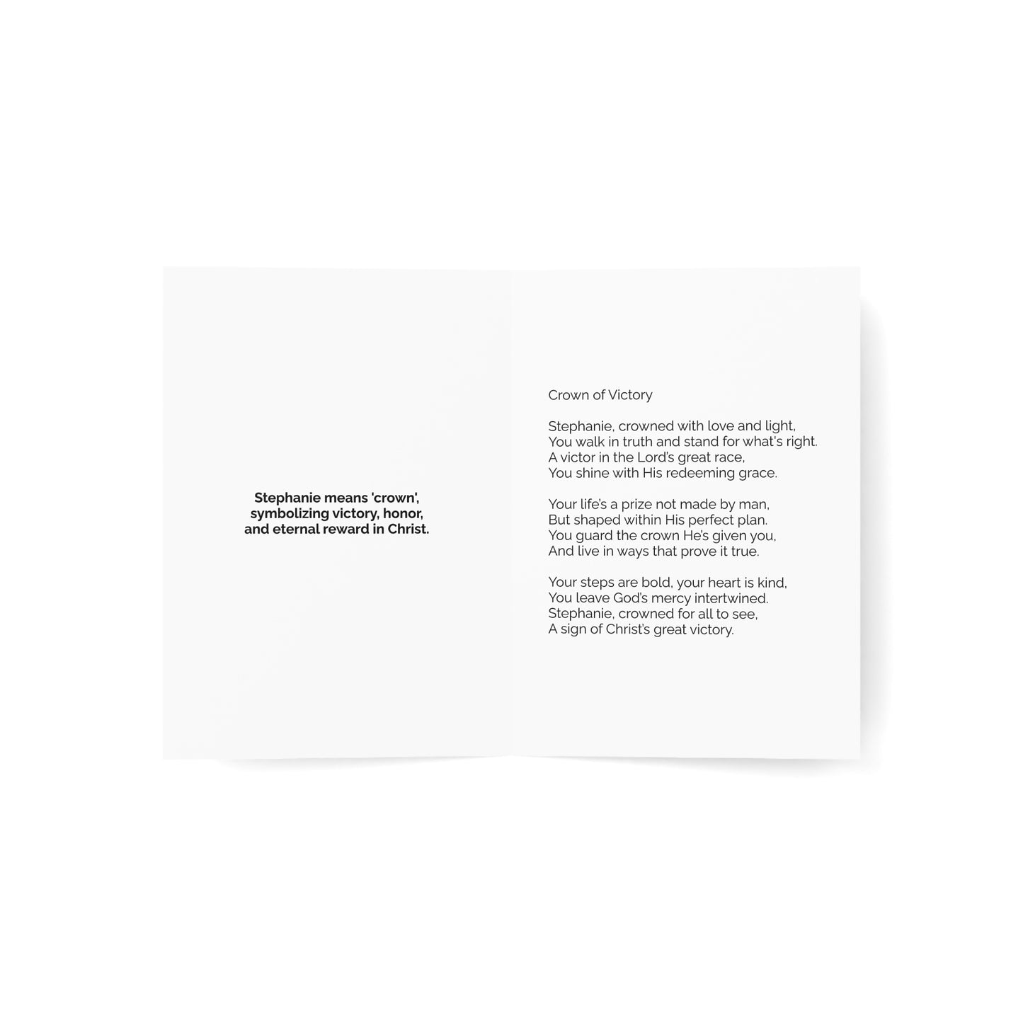 Stephanie - Personalized Name Meaning Card with Poem