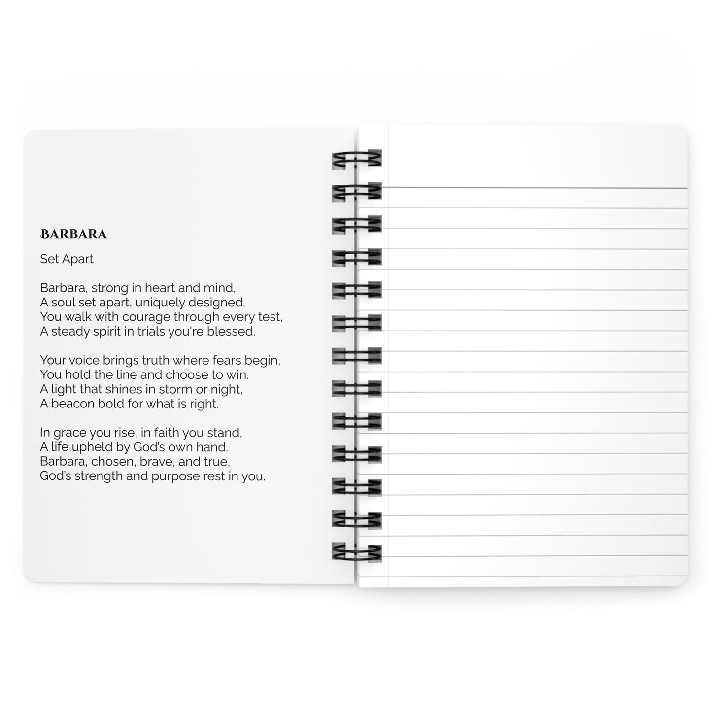 Barbara - Custom Name Meaning Journal and Poem Black