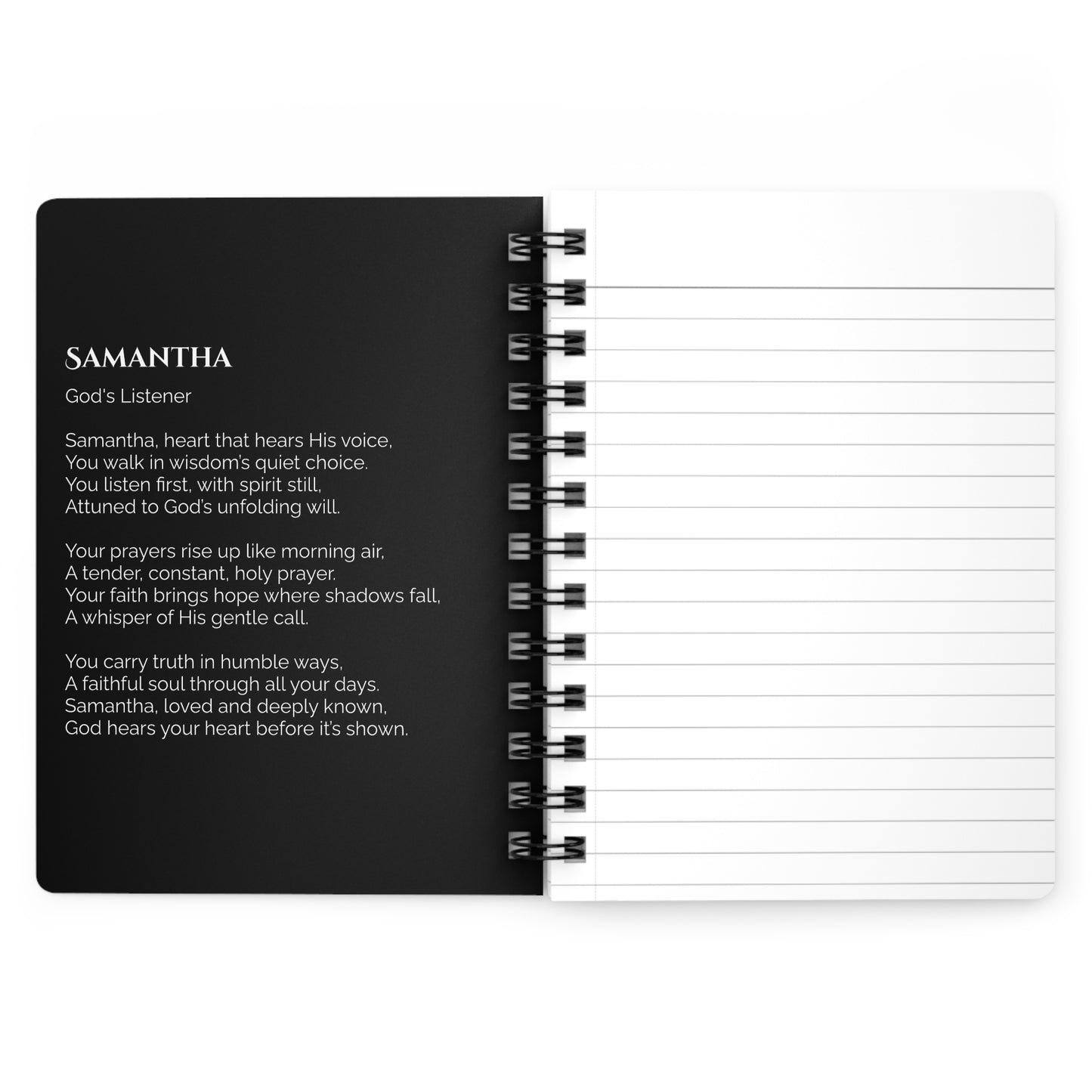 Samantha - Custom Name Meaning Journal & Poem Black