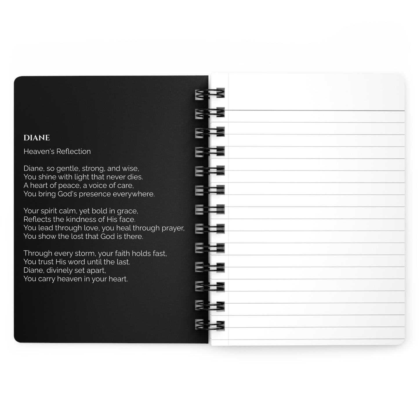Diane - Custom Name Meaning Journal and Poem Black