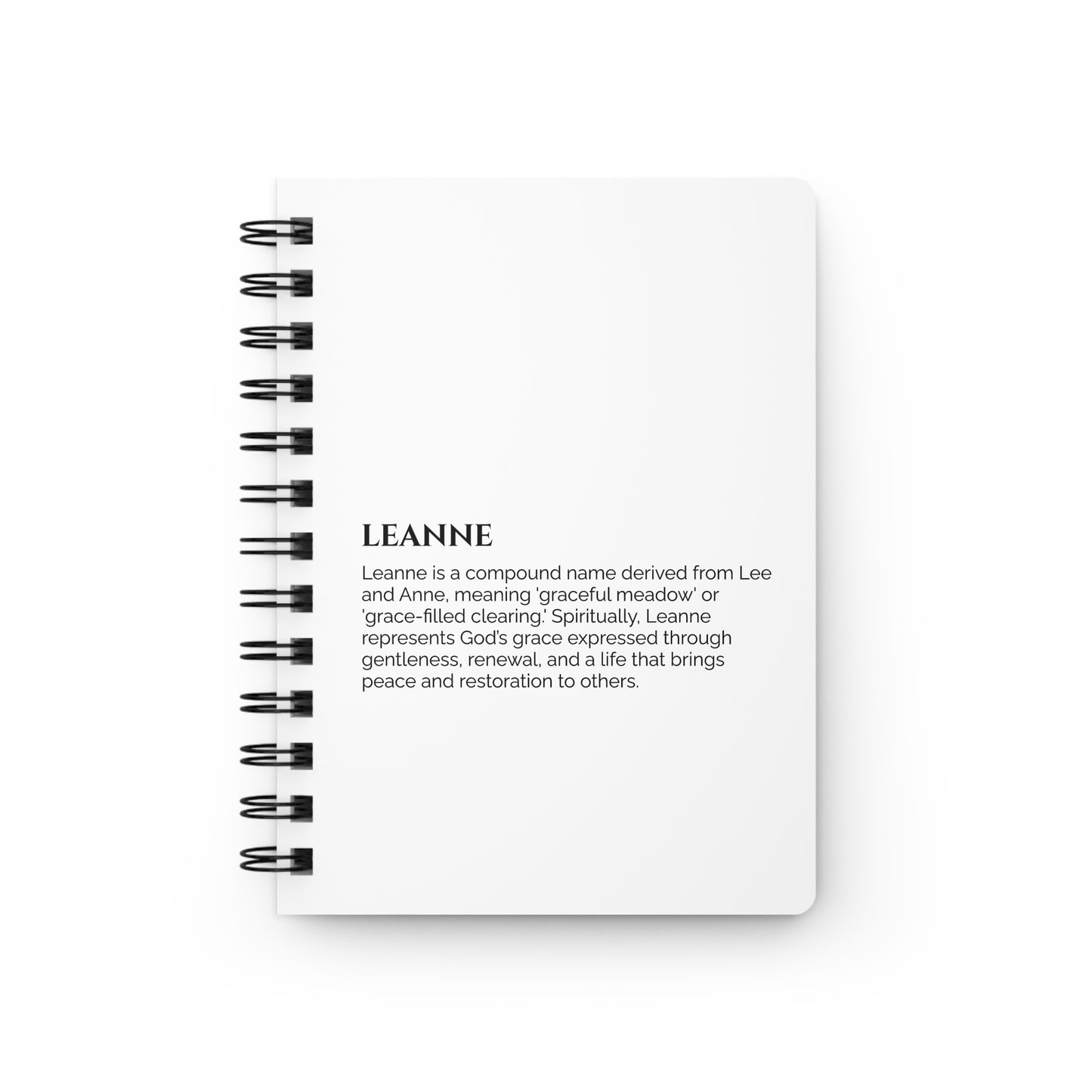 Leanne - Custom Name Meaning Journal and Poem White
