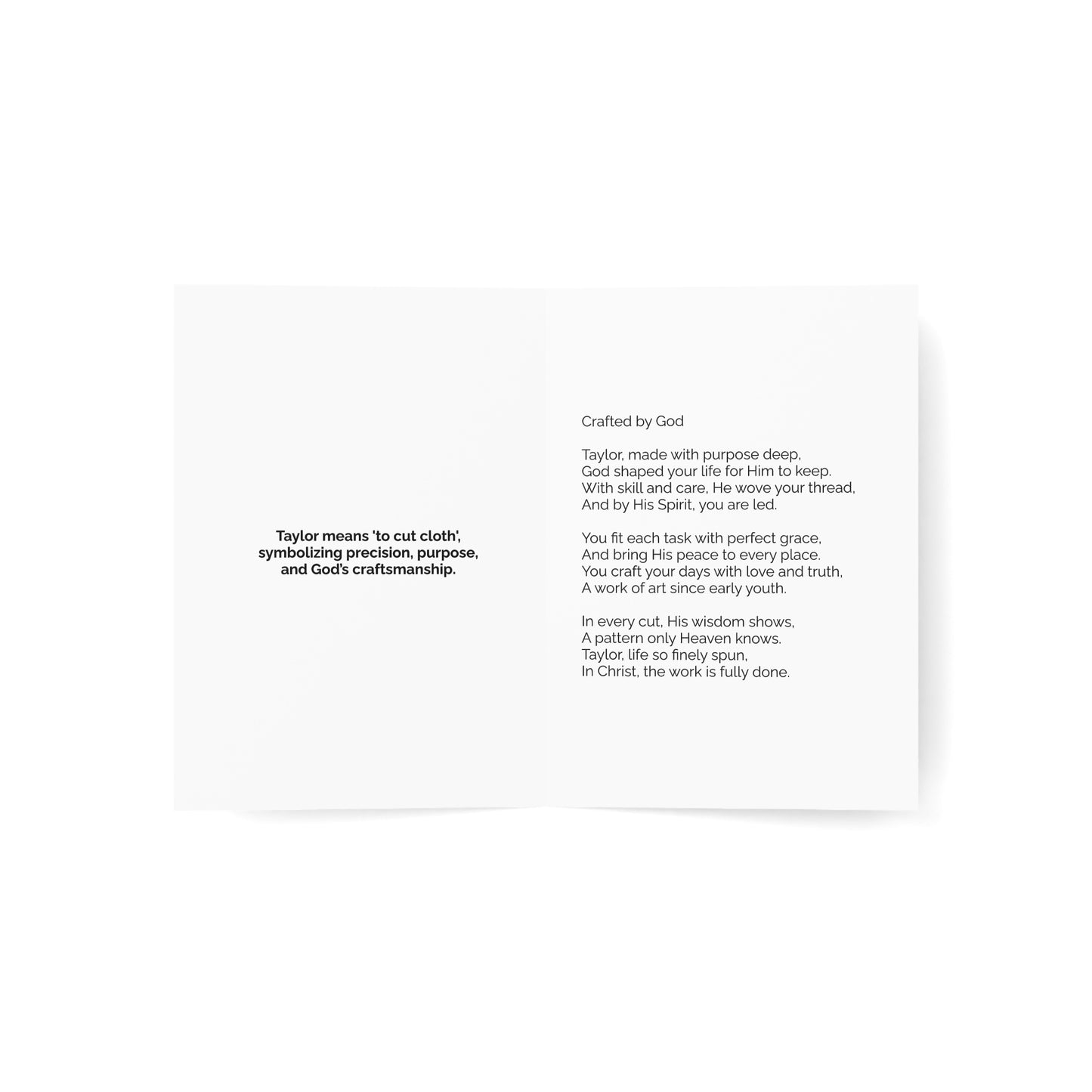 Taylor - Personalized Name Meaning Card with Poem