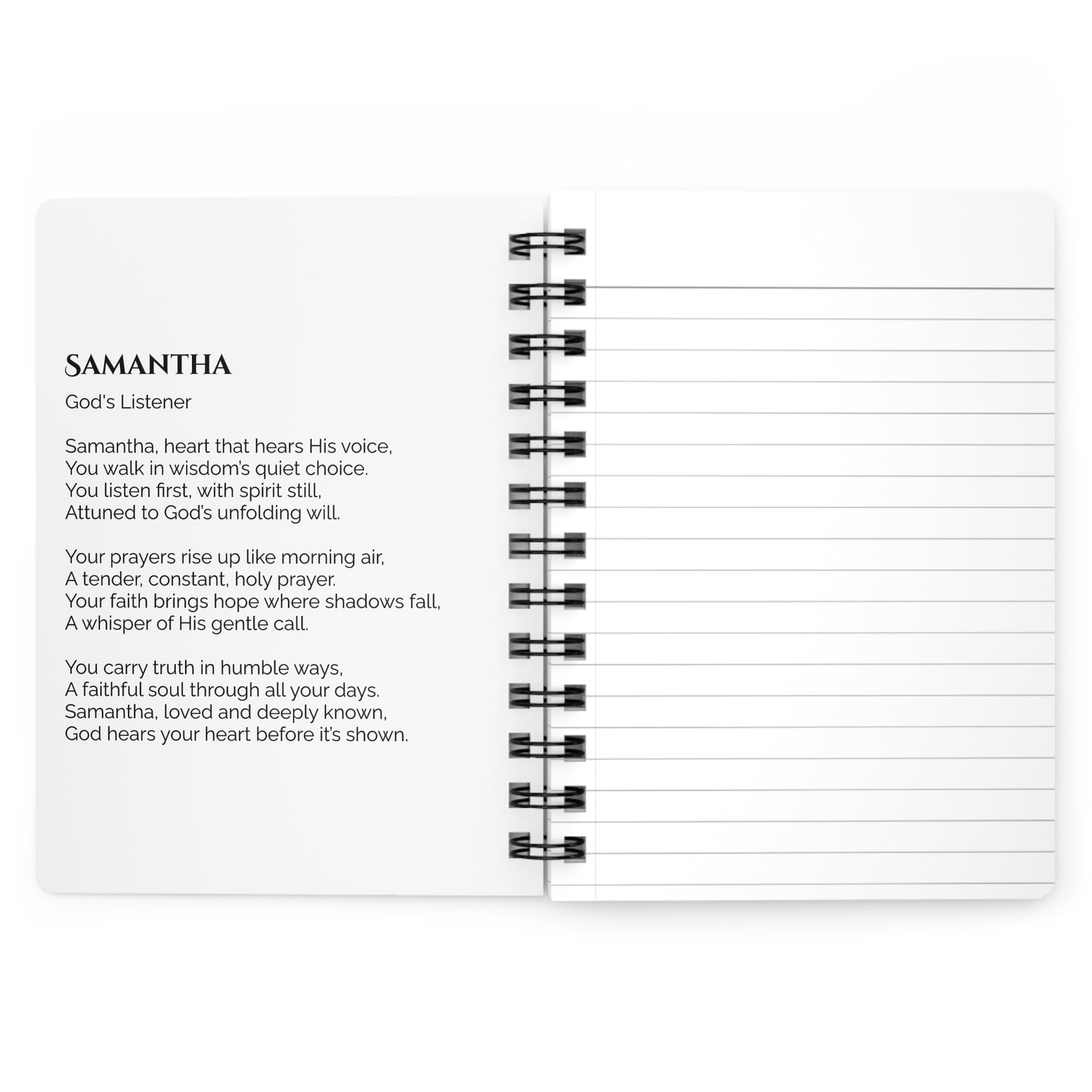 Samantha - Custom Name Meaning Journal & Poem Black