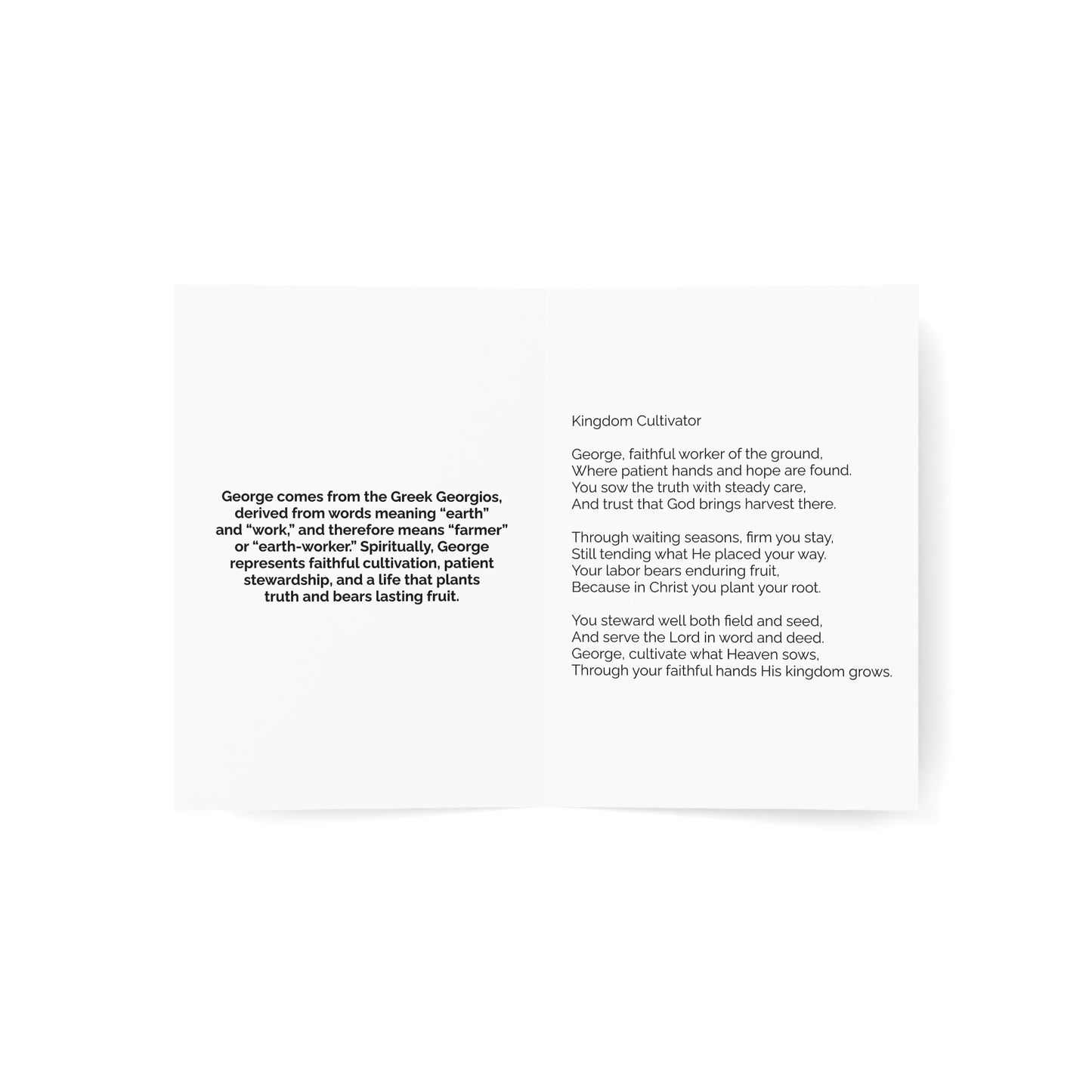 George - Personalized Name Meaning Card with Poem
