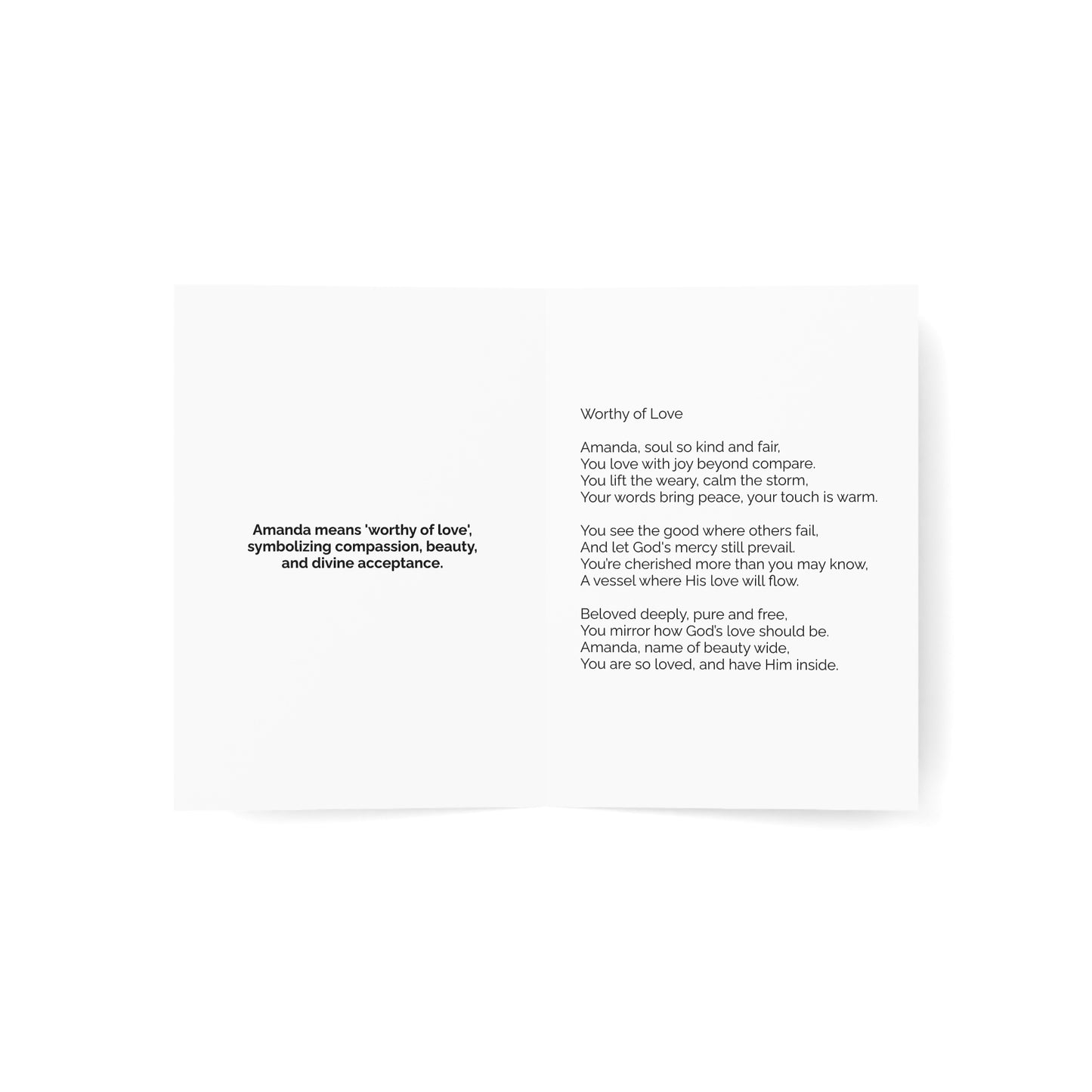 Amanda - Personalized Name Meaning Card with Poem