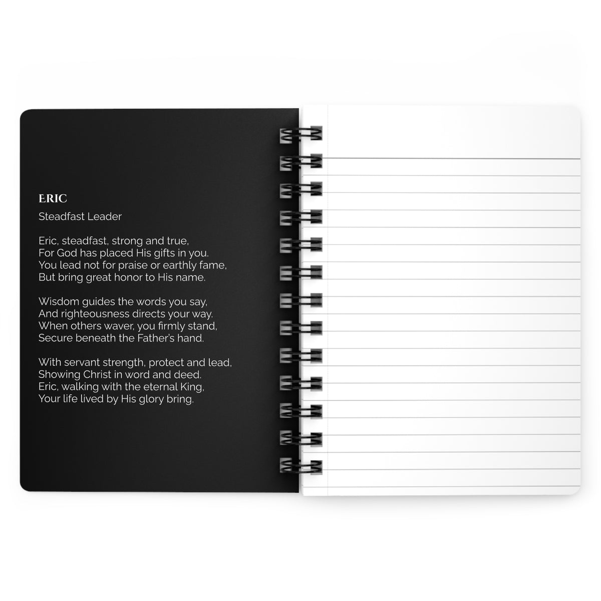 Eric - Custom Name Meaning Journal and Poem Black