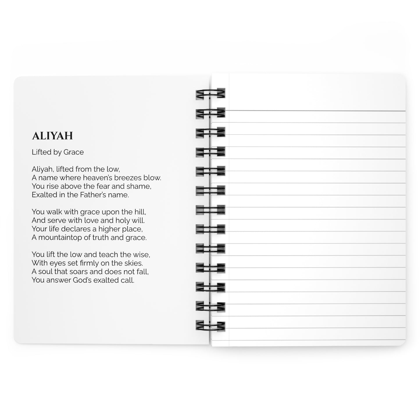 Aliyah - Custom Name Meaning Journal & Poem White