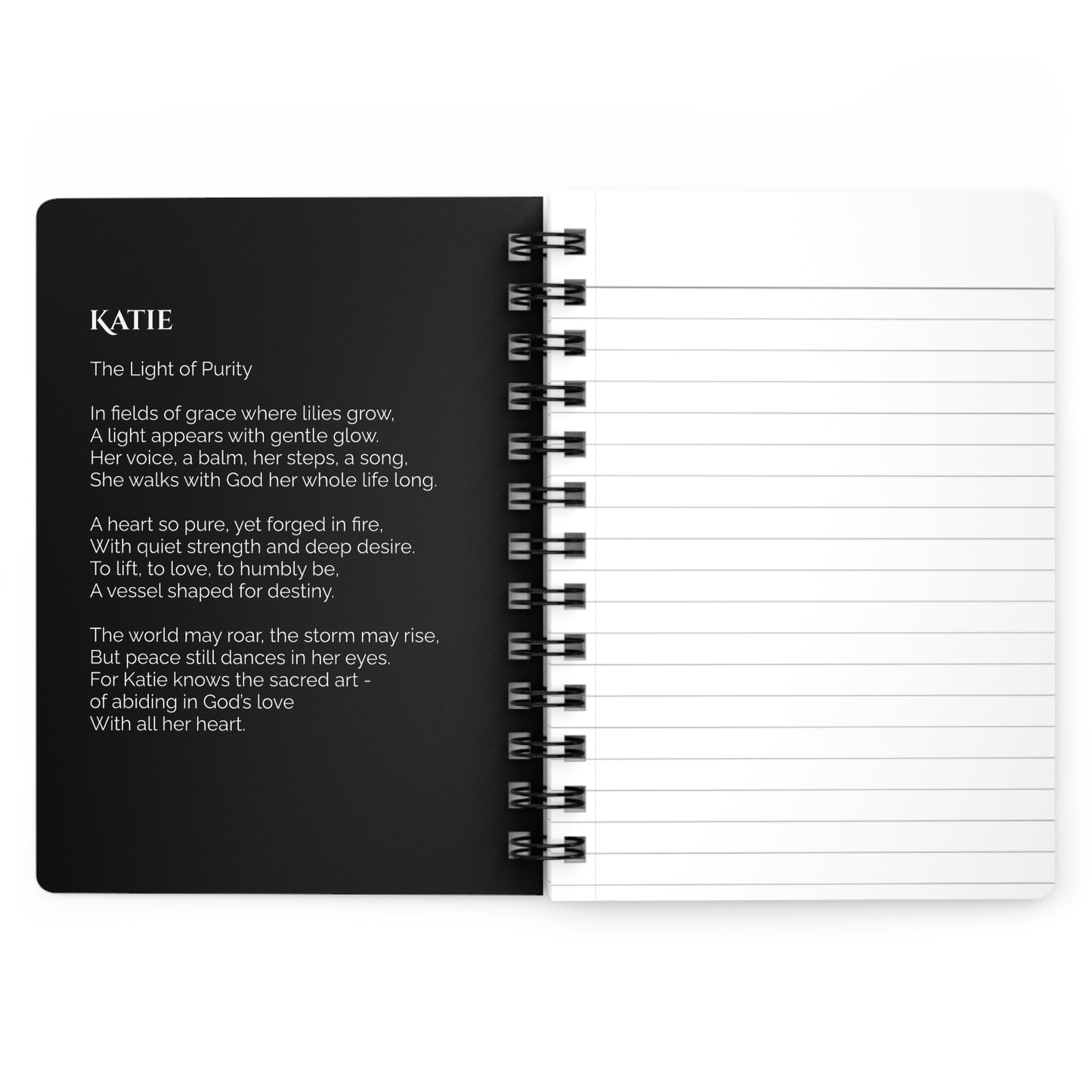 Katie - Custom Name Meaning Journal & Poem Black