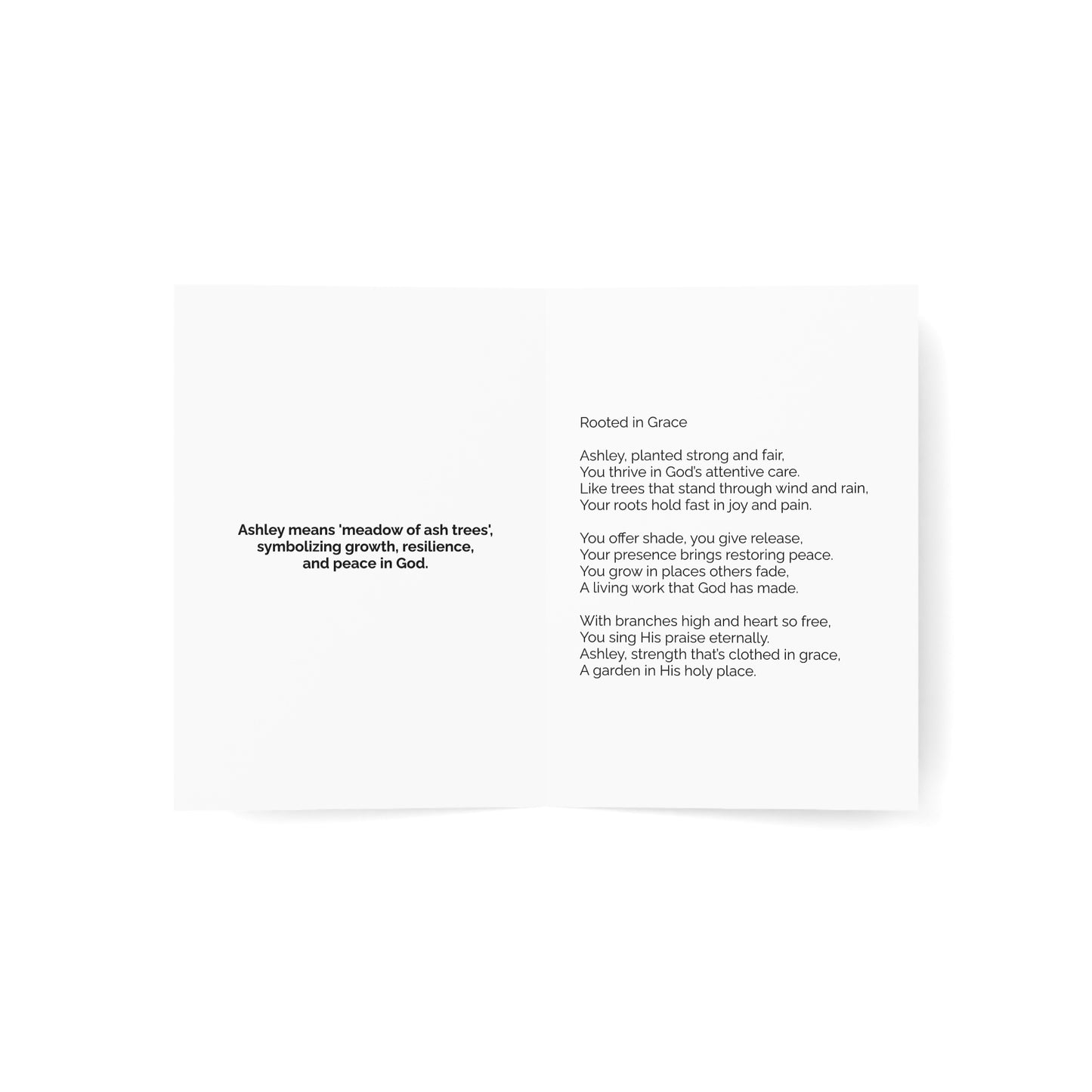 Ashley - Personalized Name Meaning Card with Poem