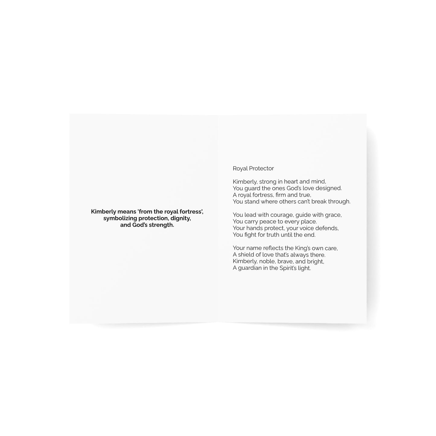 Kimberly - Personalized Name Meaning Card with Poem