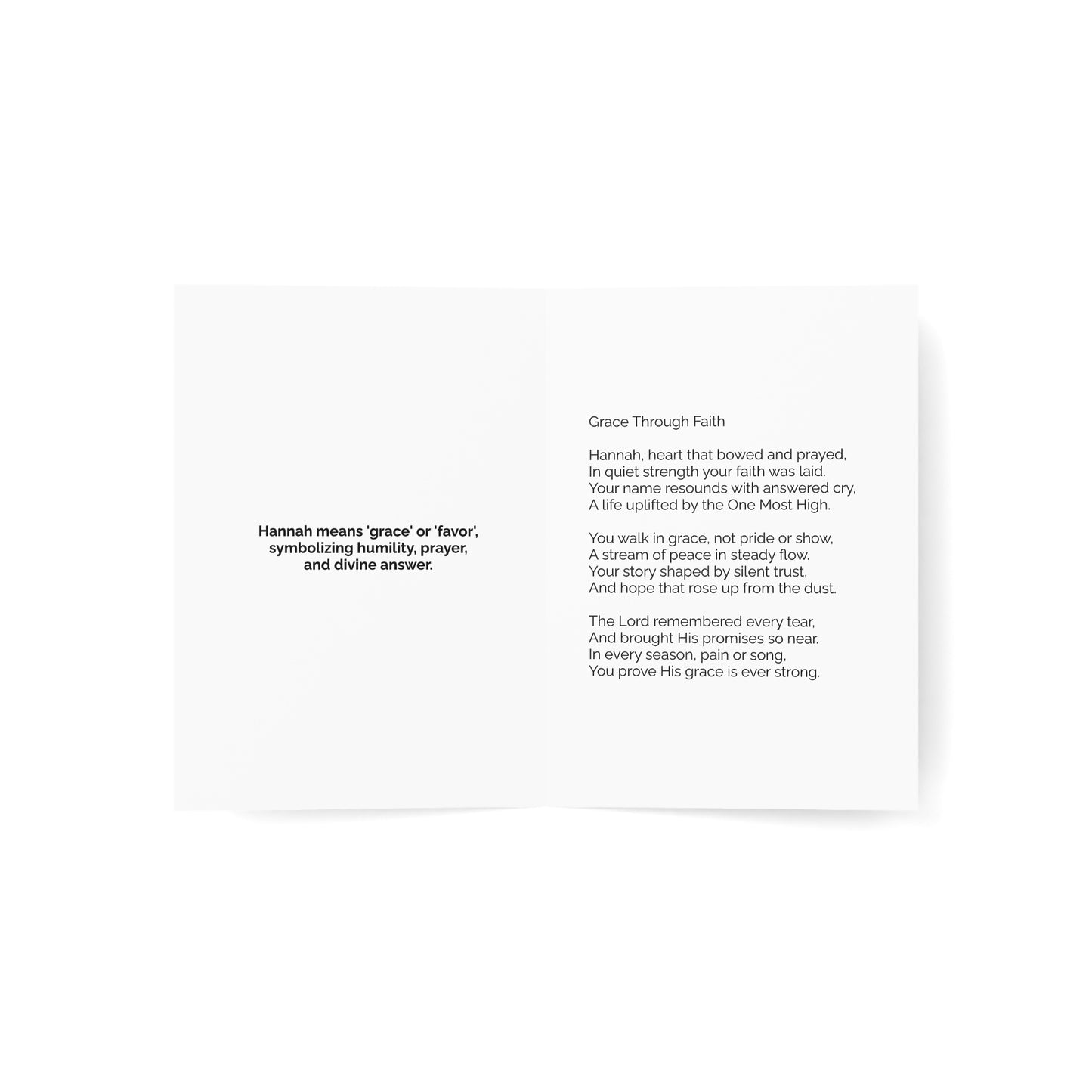 Hannah - Personalized Name Meaning Card with Poem