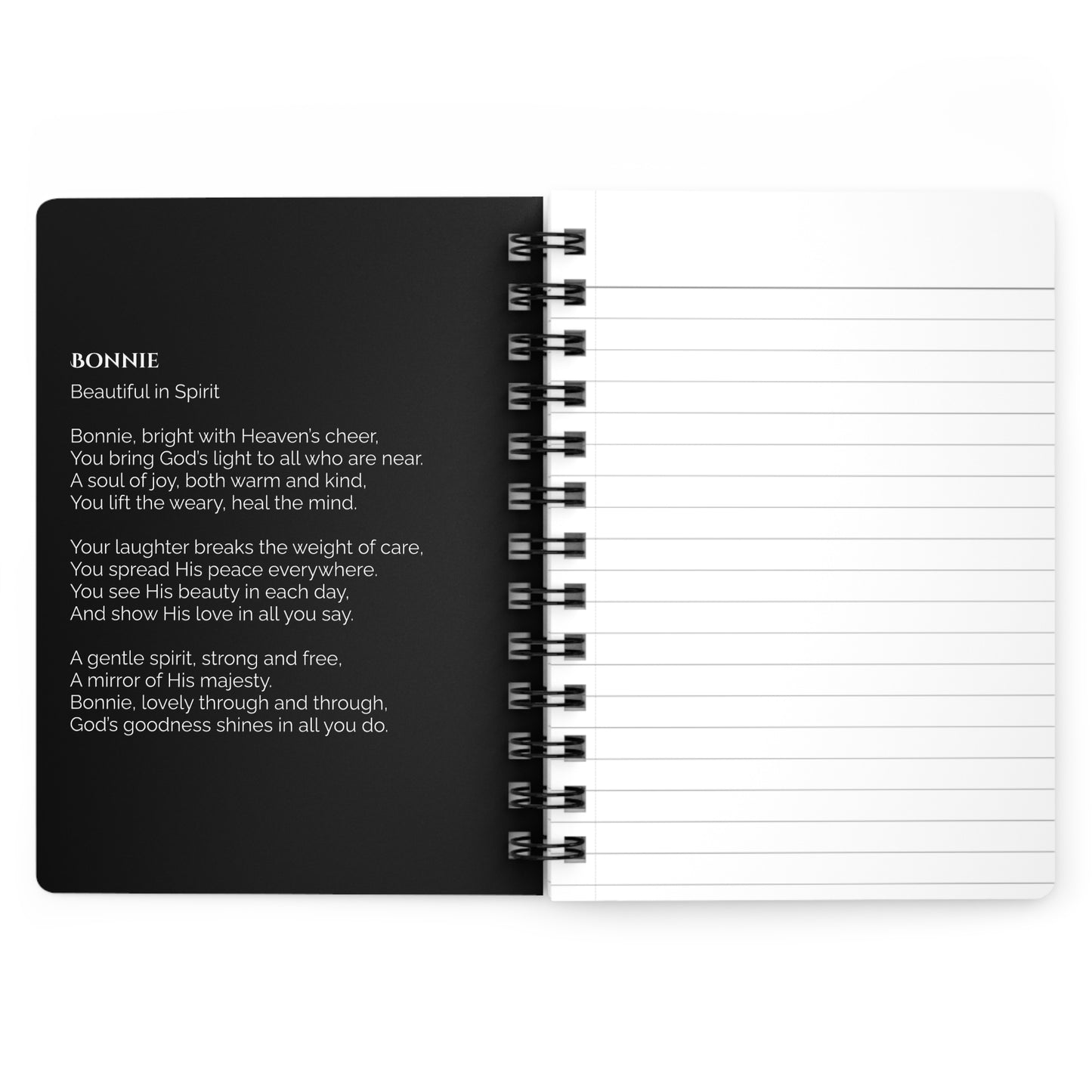 Bonnie - Custom Name Meaning Journal and Poem Black