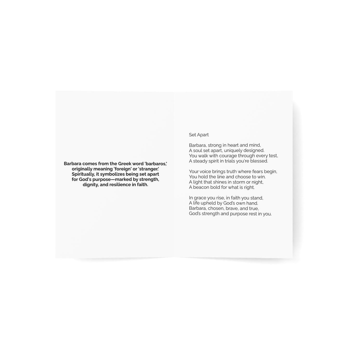 Barbara - Personalized Name Meaning Card with Poem