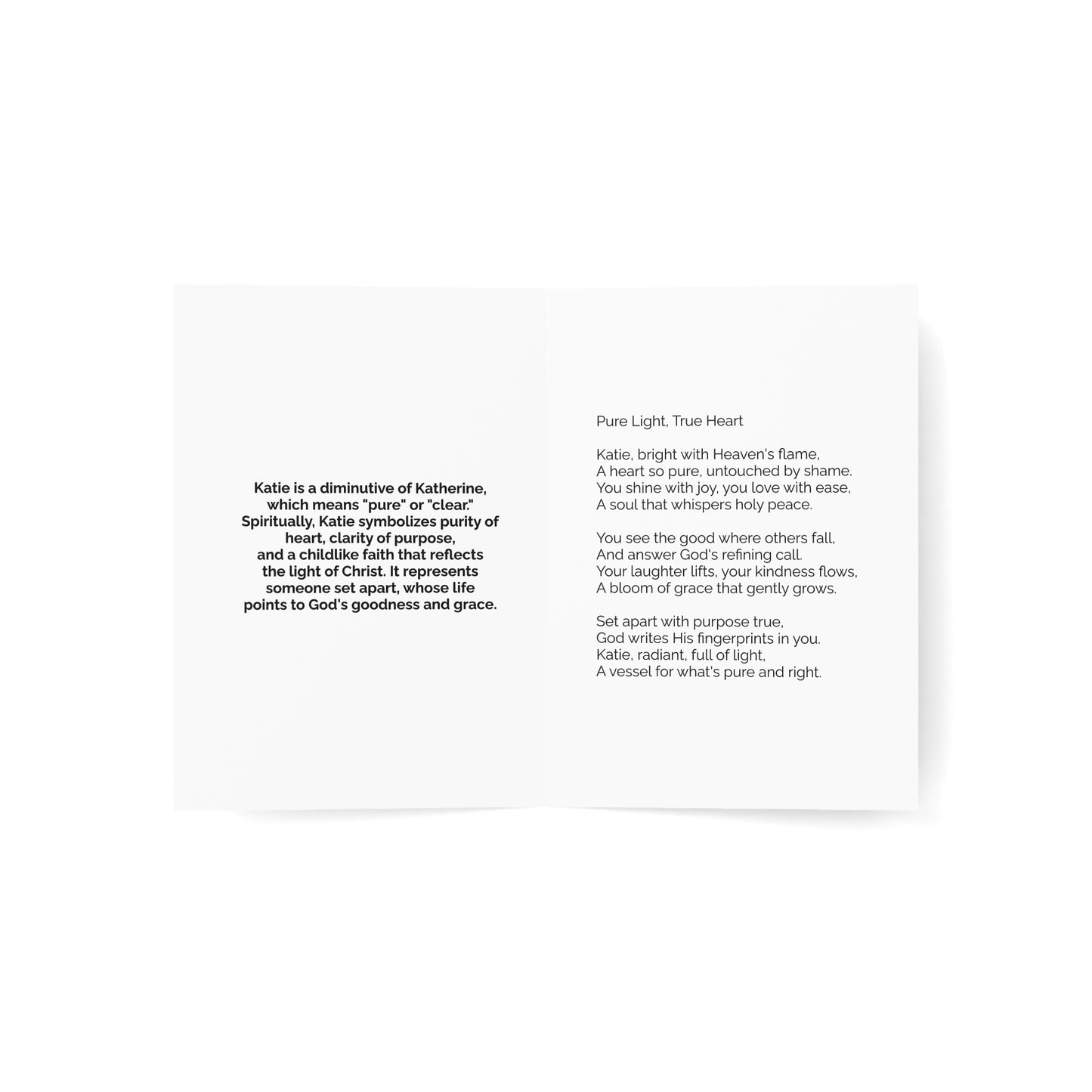 Katie - Personalized Name Meaning Card with Poem