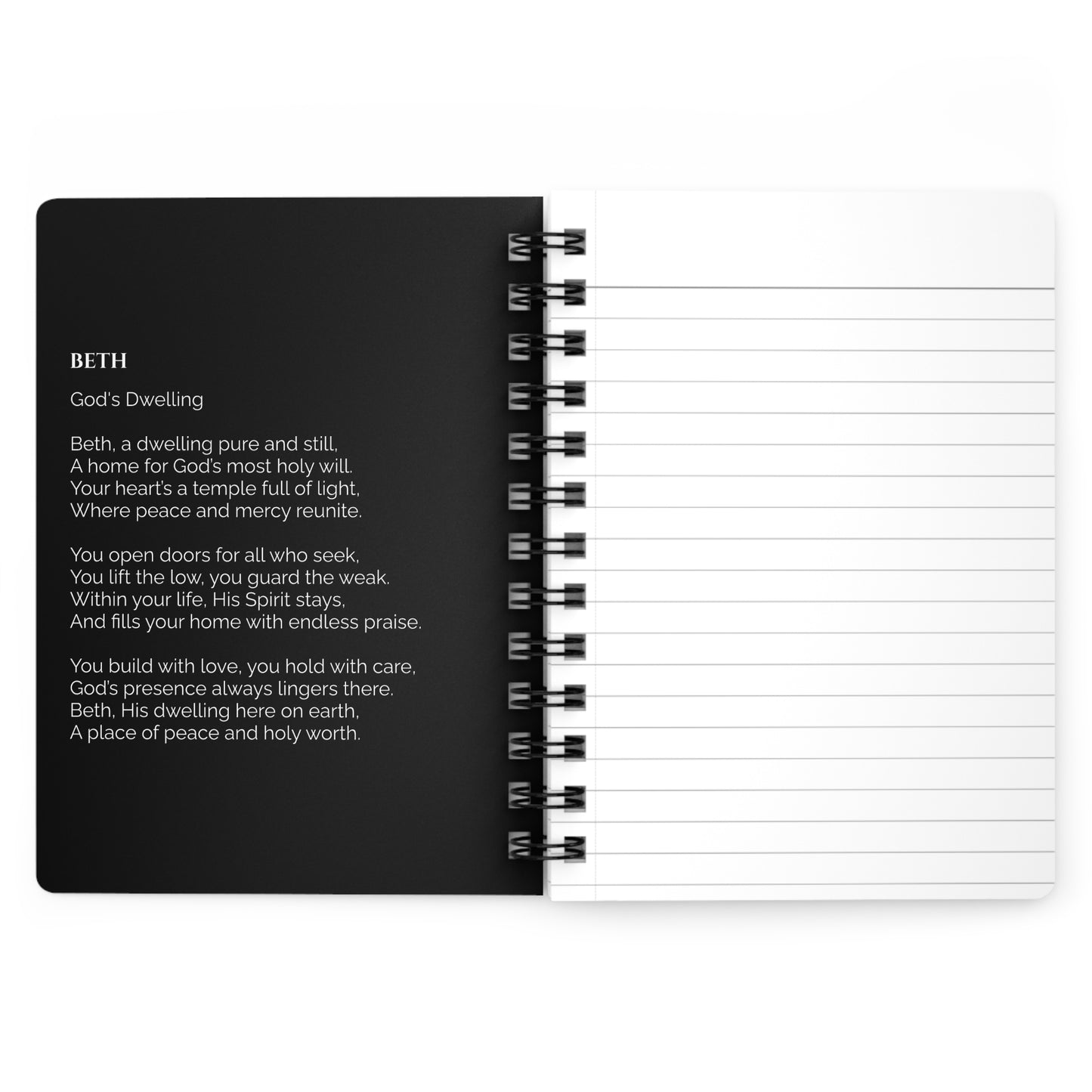Beth - Custom Name Meaning Journal and Poem Black