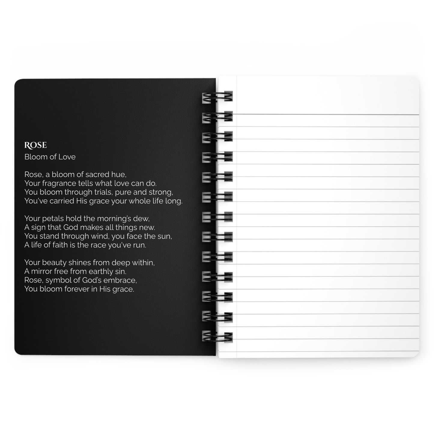 Rose - Custom Name Meaning Journal and Poem Black