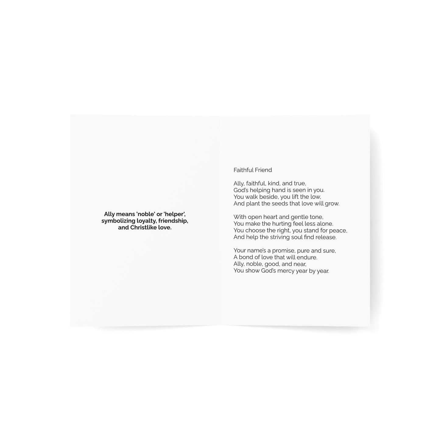 Ally - Personalized Name Meaning Card with Poem