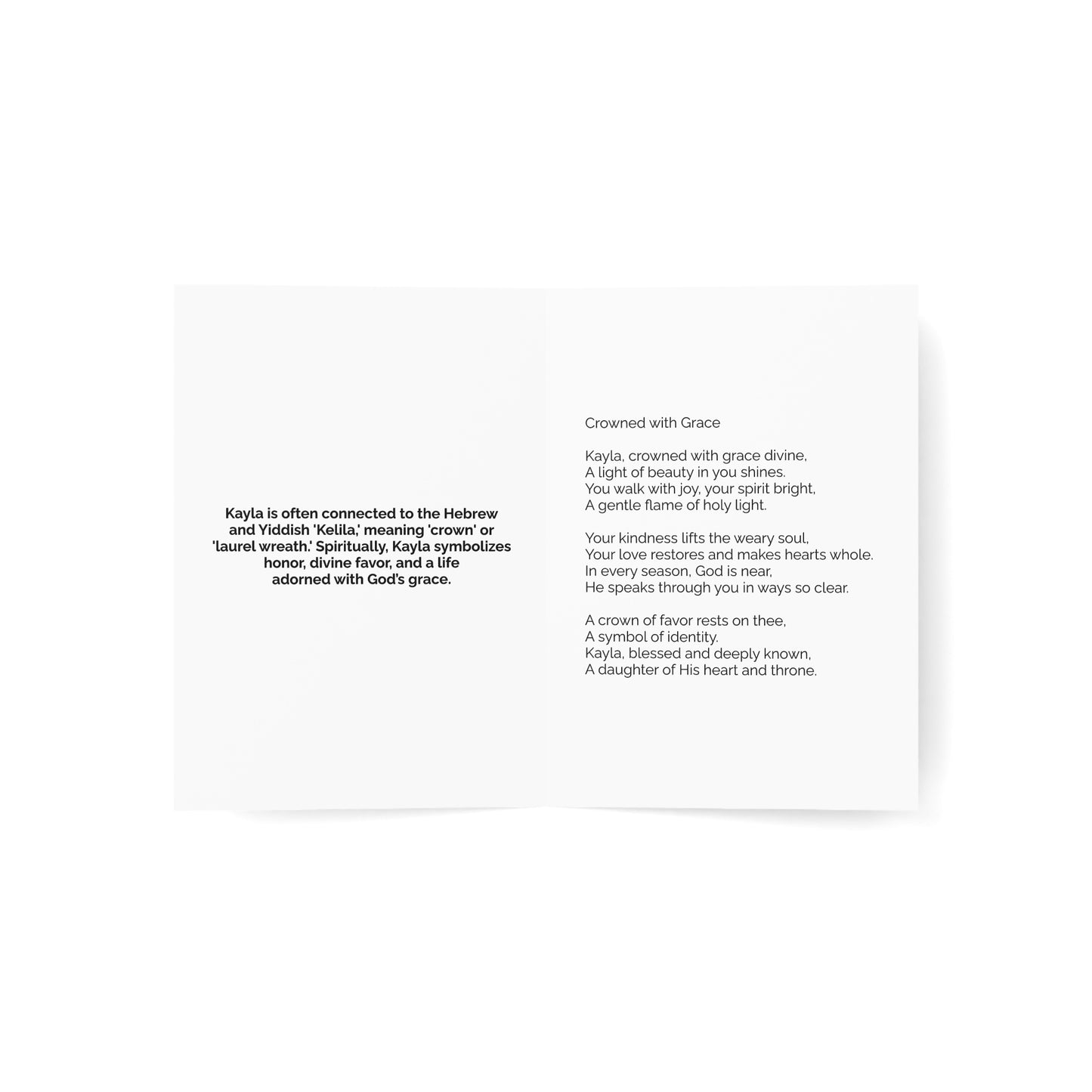 Kayla - Personalized Name Meaning Card with Poem