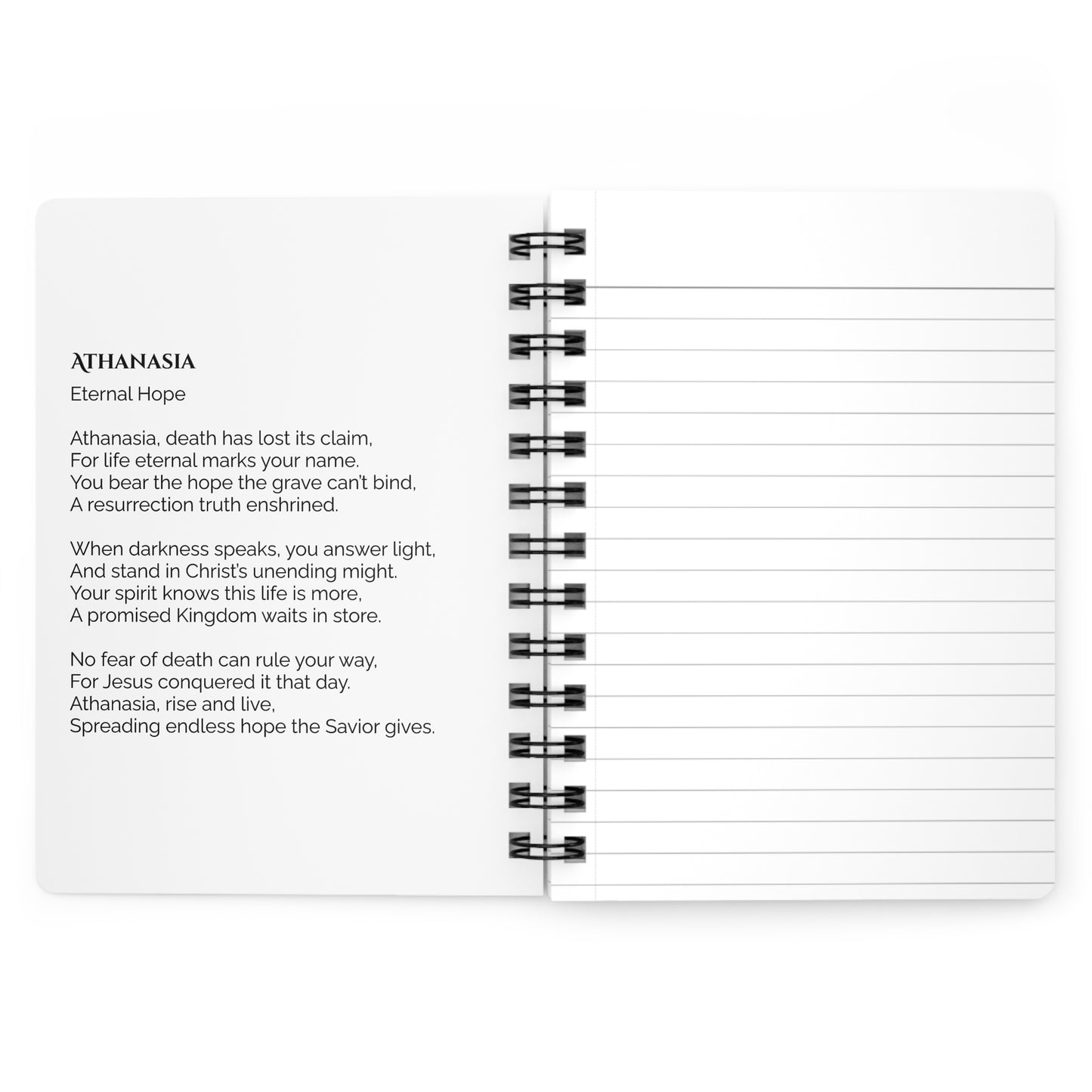 Athanasia - Custom Name Meaning Journal and Poem White