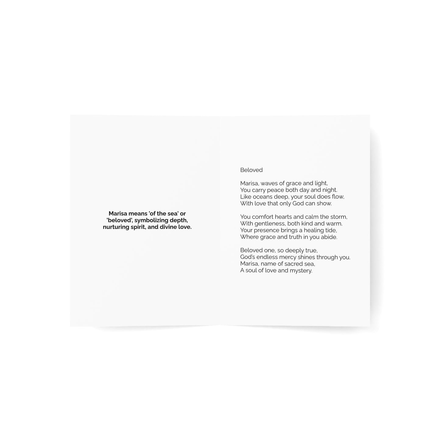 Marisa - Personalized Name Meaning Card with Poem