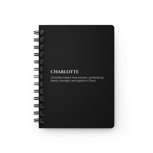 Charlotte - Custom Name Meaning Journal and Poem Black