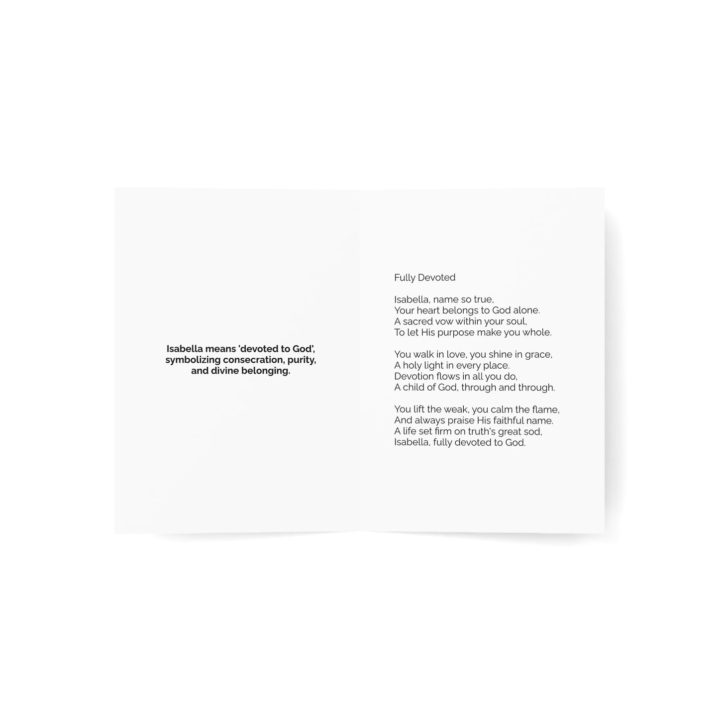 Isabella - Personalized Name Meaning Card with Poem