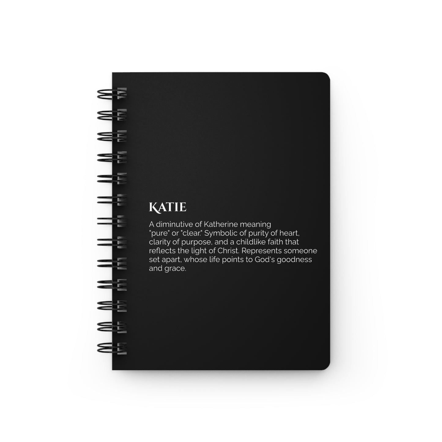 Katie - Custom Name Meaning Journal & Poem Black