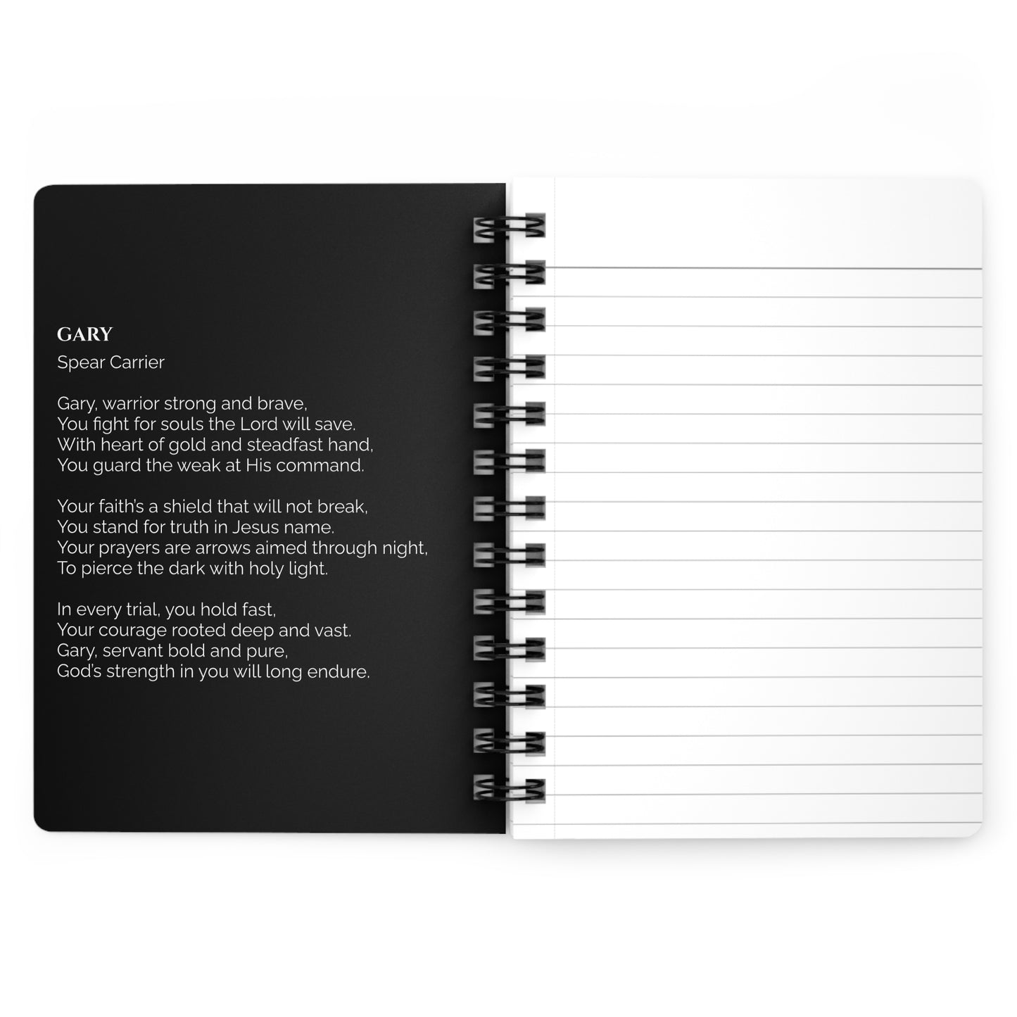 Gary - Custom Name Meaning Journal and Poem Black