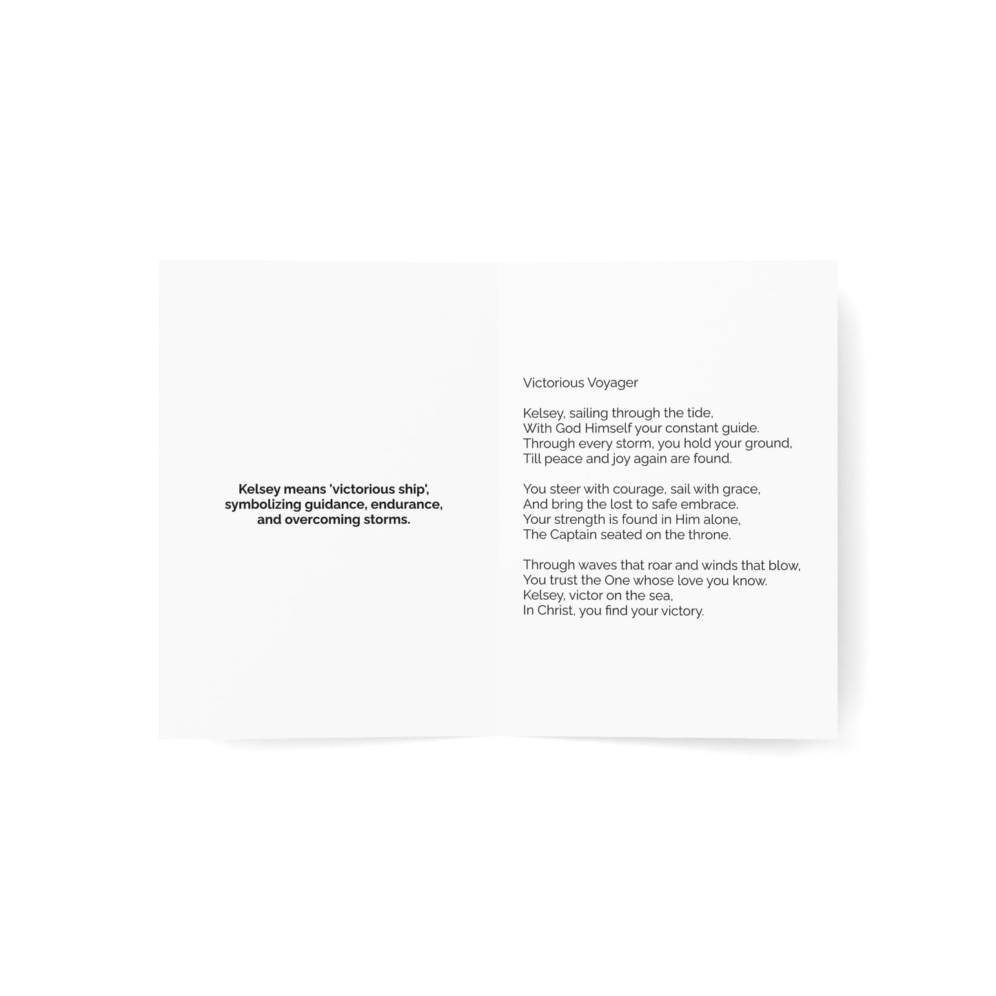 Kelsey - Personalized Name Meaning Card with Poem