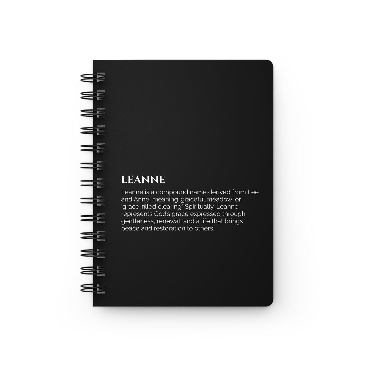 Leanne - Custom Name Meaning Journal and Poem Black